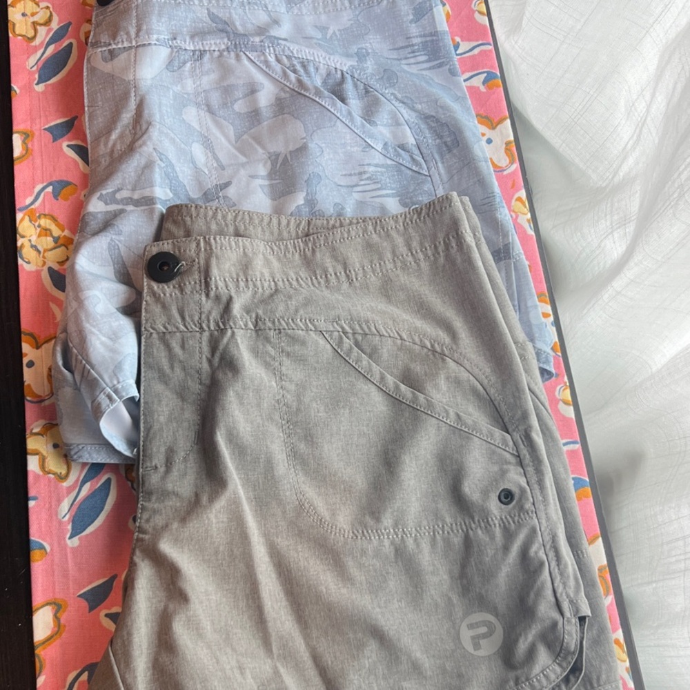 Pelagic Blue and Gray Women's Athletic Shorts